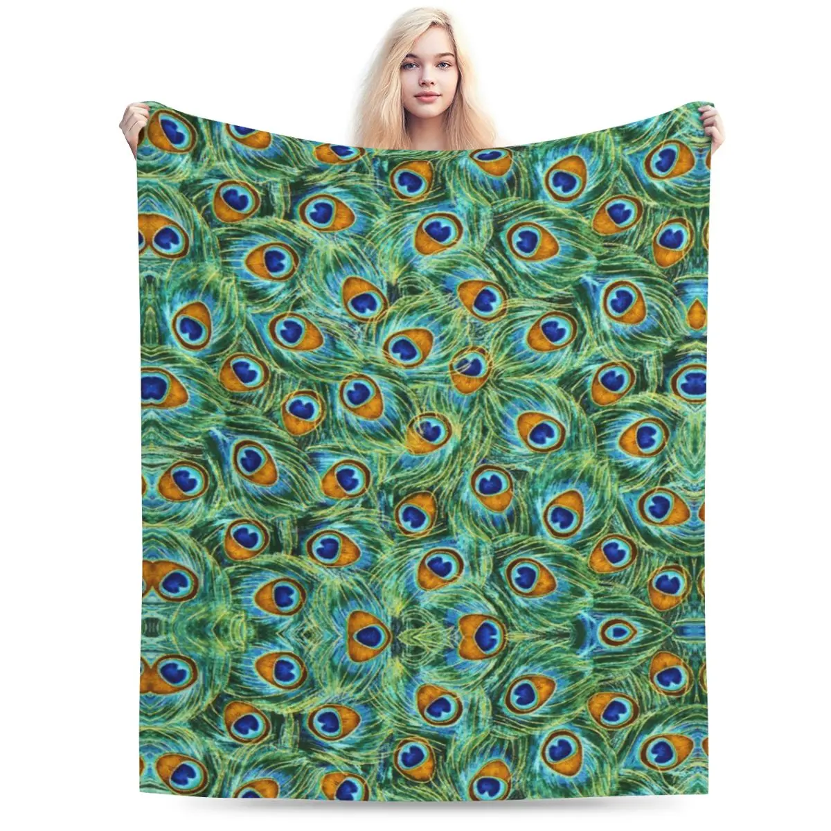 

Peacock Feathers Soft Flannel Throw Blanket for Couch Bed Sofa Cover Blanket Warm Blankets Travel Blanket