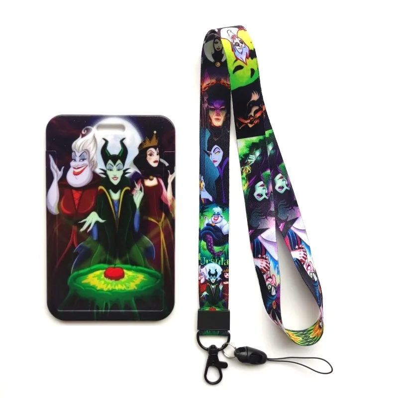 Disney Villains ID Badge Holder Gift with Cute Neck Lanyard Strap for Women and Men ,capacity:2 Credit Cards or Name Cards