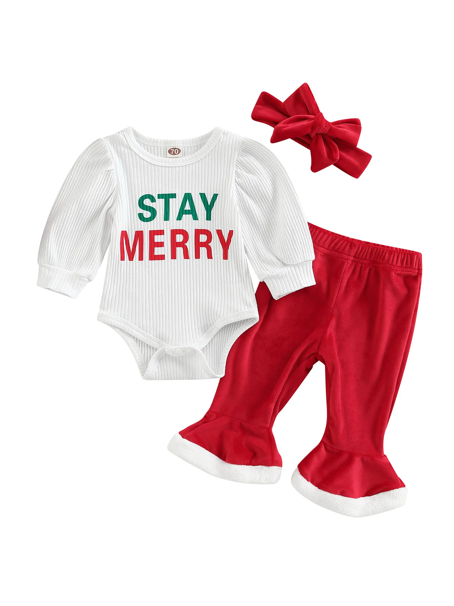 

My First Halloween Christmas Baby Girl Outfit Santa Romper Puff Sleeve Pumpkin Bell Bottoms Newborn Fall Winter Clothes