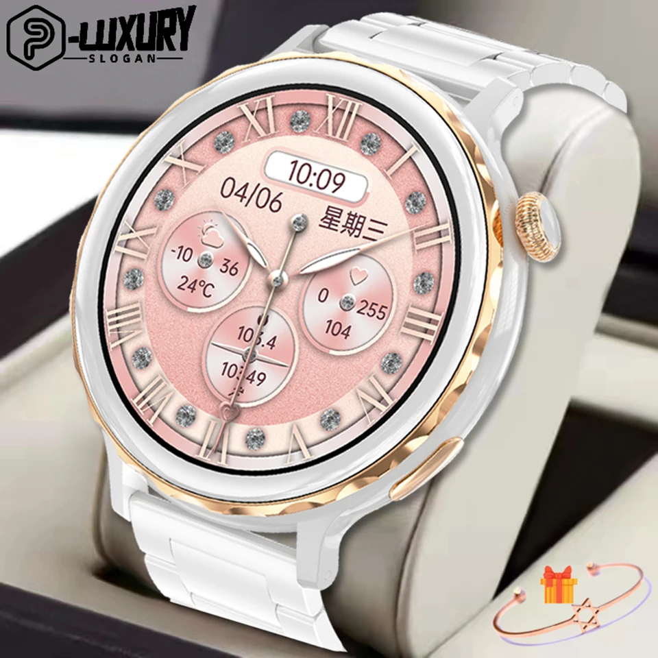 

P-LUXURY 2023 New SmartWatch Women 360*360 High Resolution NFC Access Control Voice Assistant Watches Man Waterproof Smartwatch