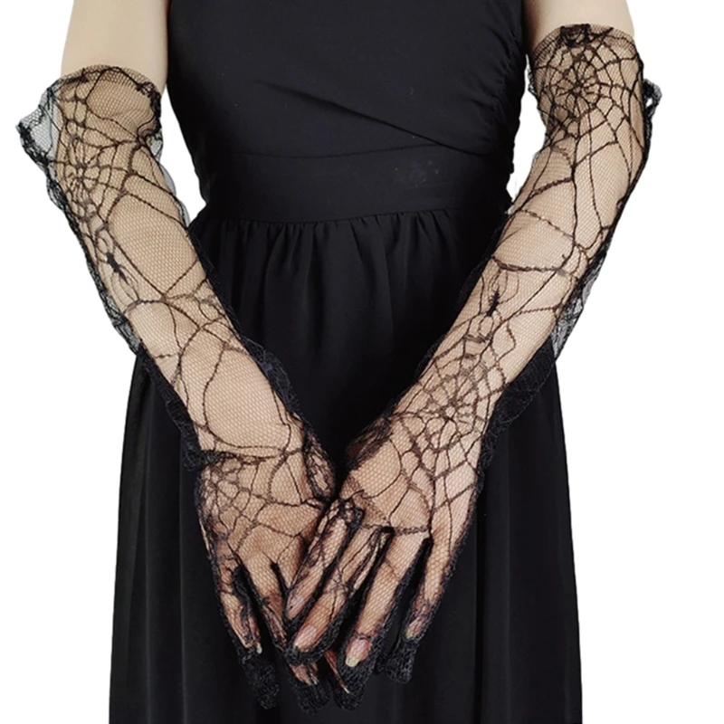 

Эластичные перчатки с узором паутины Свадебные перчатки с полным пальцем Нежные водительские перчатки