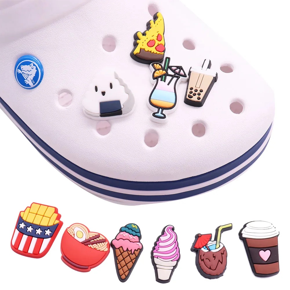 

Новое поступление, 1 шт., подвески для обуви из ПВХ, аксессуары для мороженого, пиццы, кофе, Детские пряжки для обуви, подарок на Рождество для ...