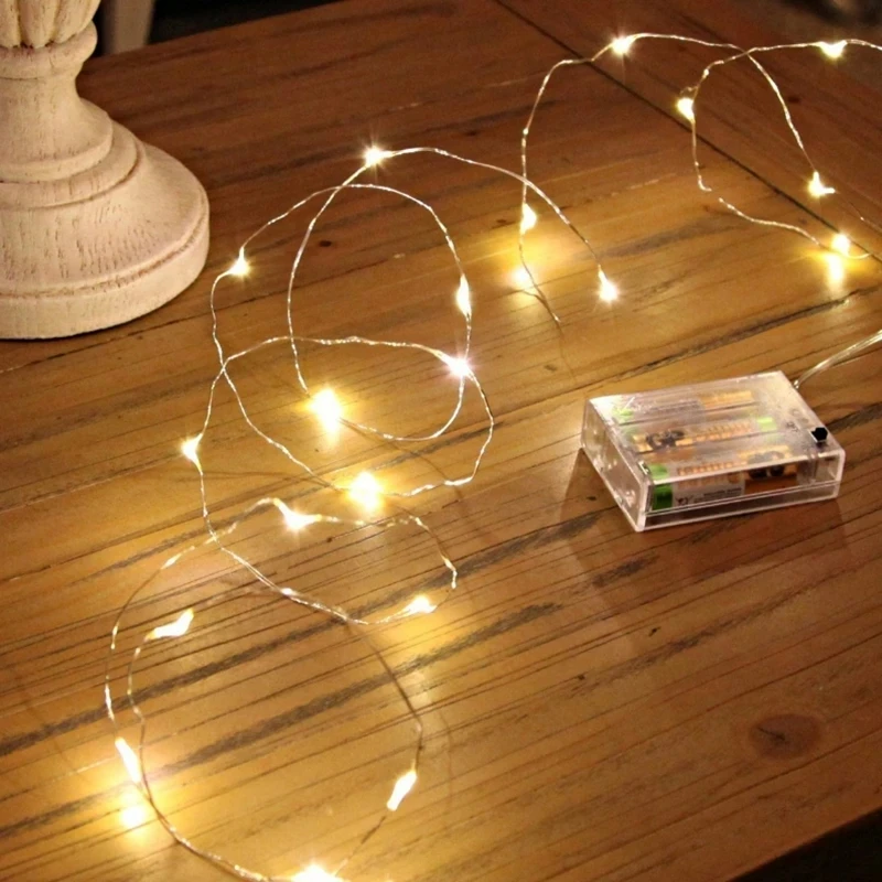 

2M 3M 5M 10M 100 Led Strings Copper Wire 3XAA Battery Operated Christmas Wedding Party Decoration LED String Fairy Lights