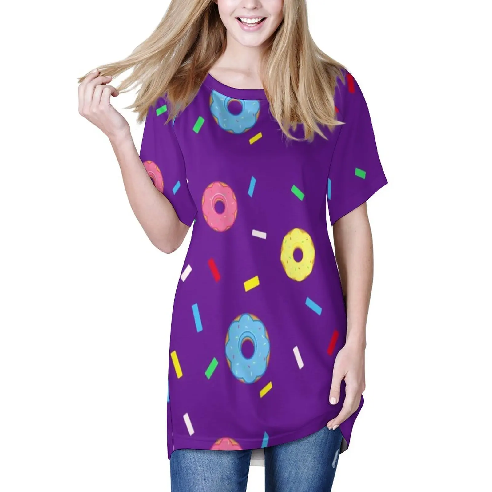 

Женская футболка с принтом в виде еды, с коротким рукавом