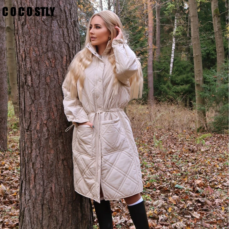 

New 2022 Winter Coat Women Warm Oversize Long Parkas Coat Vintage Plaid Loose Jacket Outwear Female Pockets Casual Overcoats