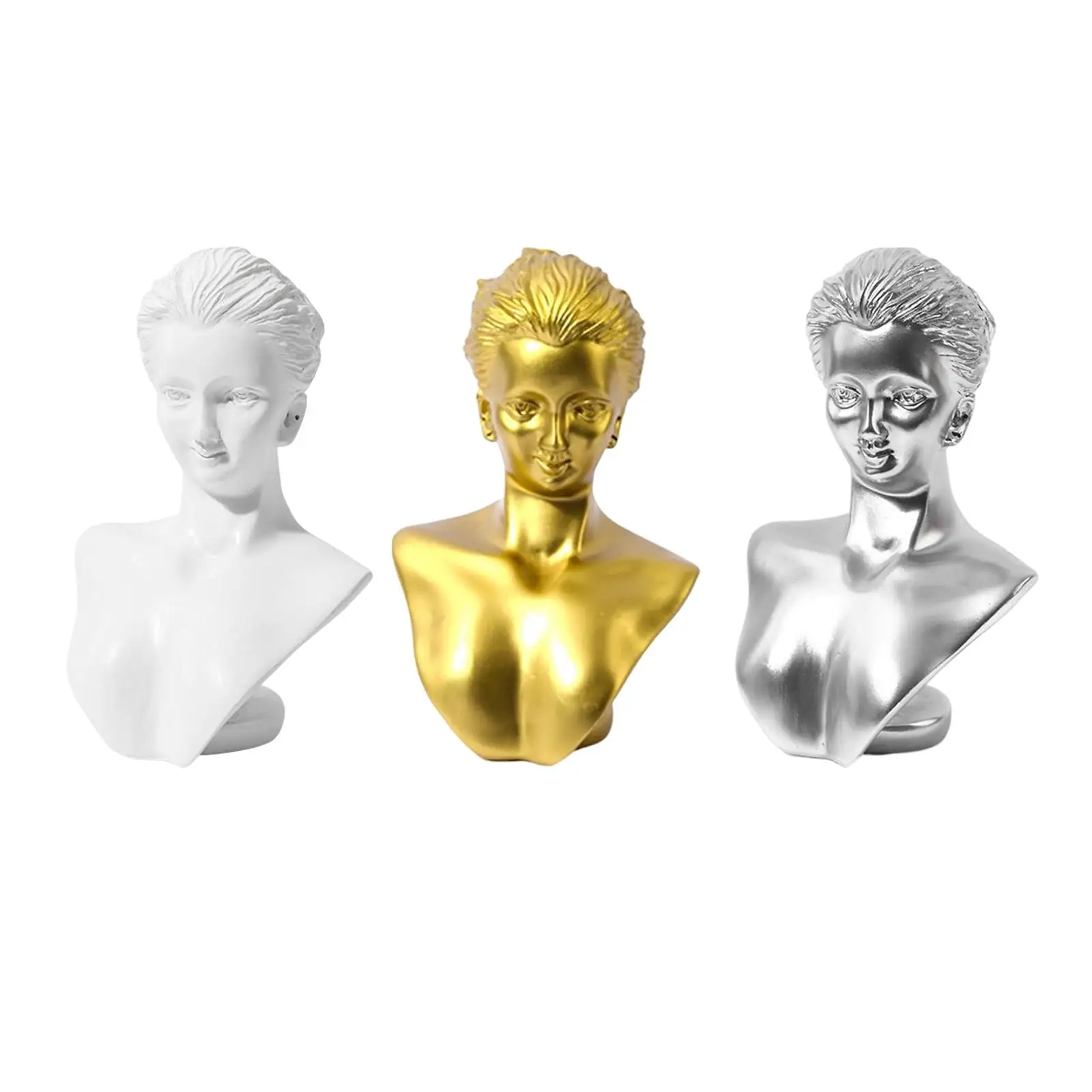 

Jewelry Display Stand Female Mannequin Exquisite Resin Sculpture Professional Crafts 3D Figure Statue Holder for Earring Chain