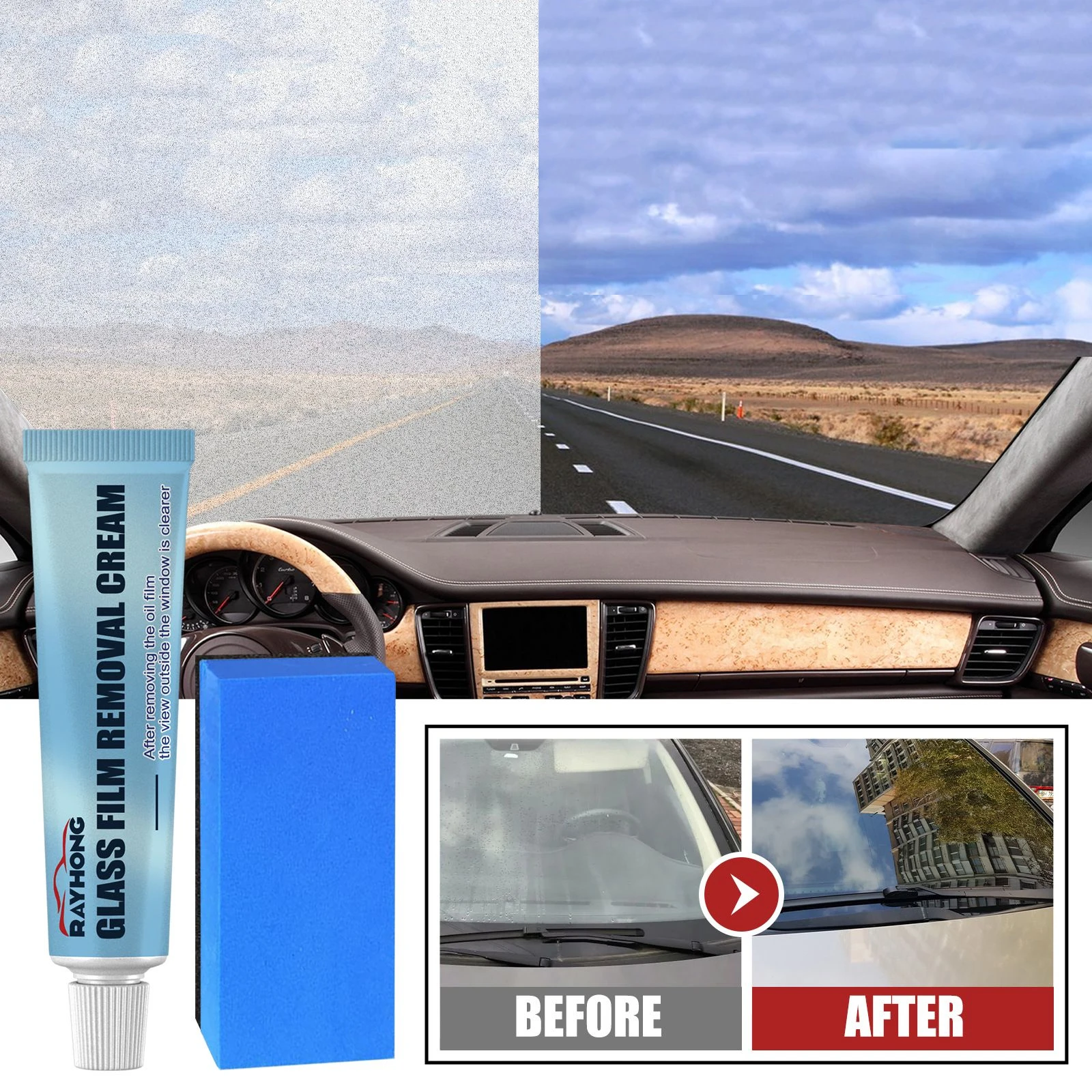 

Car Glass Oil Film Removing Paste Window Film Coating Agent Stain Removal Rainproof Anti-fog Polish Degreaser Windshield Cleaner