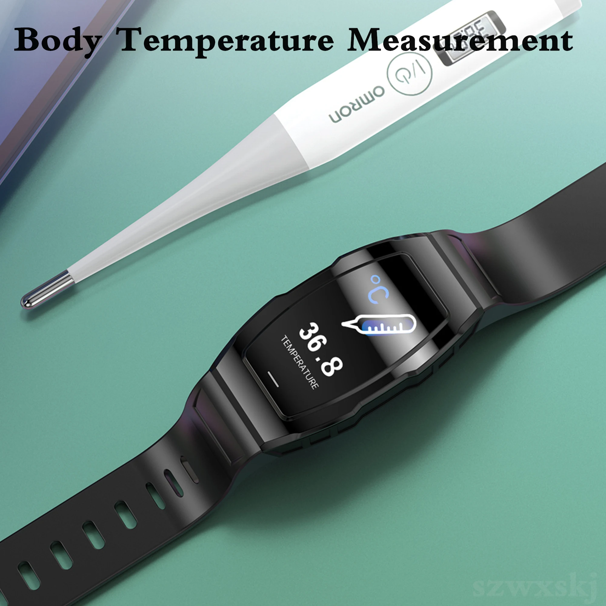F18 Smart Watch For Men Women Bracelet IP68 Waterproof Heart Rate Blood Oxygen Temperature Monitoring for Android IOS Watches