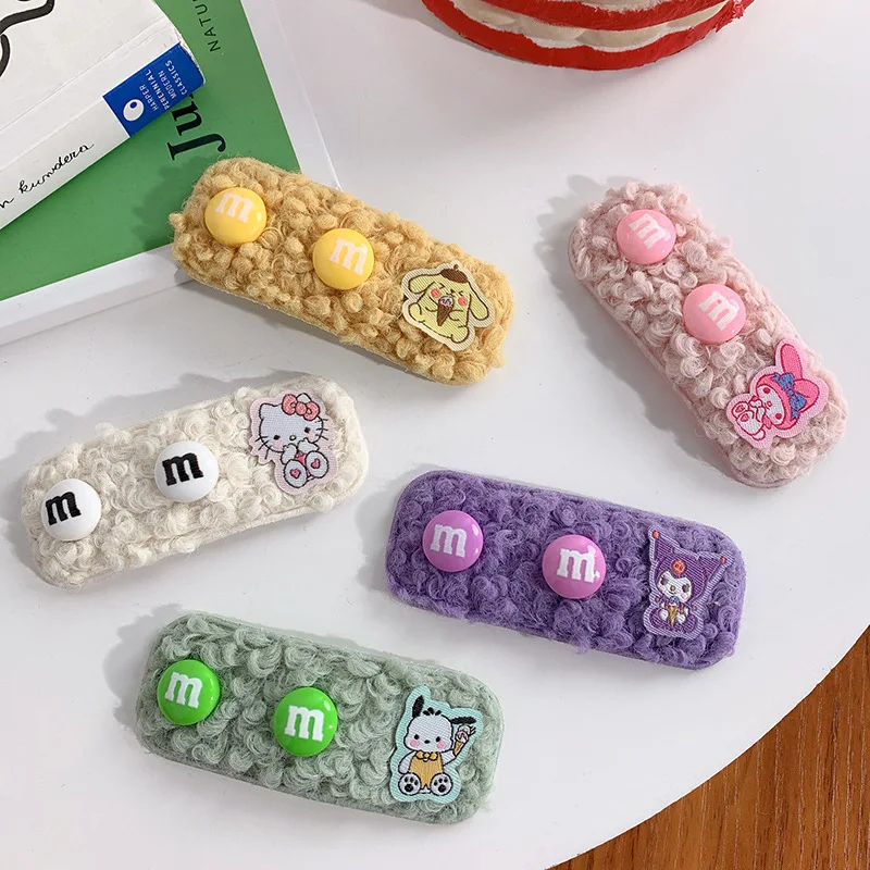 

Anime Sanrio Plush Hair Clip Hello Kittys Accessories Kawaii Cute Autumn Winter Headdress Side Bangs Hair Clips Toys Girls Gift