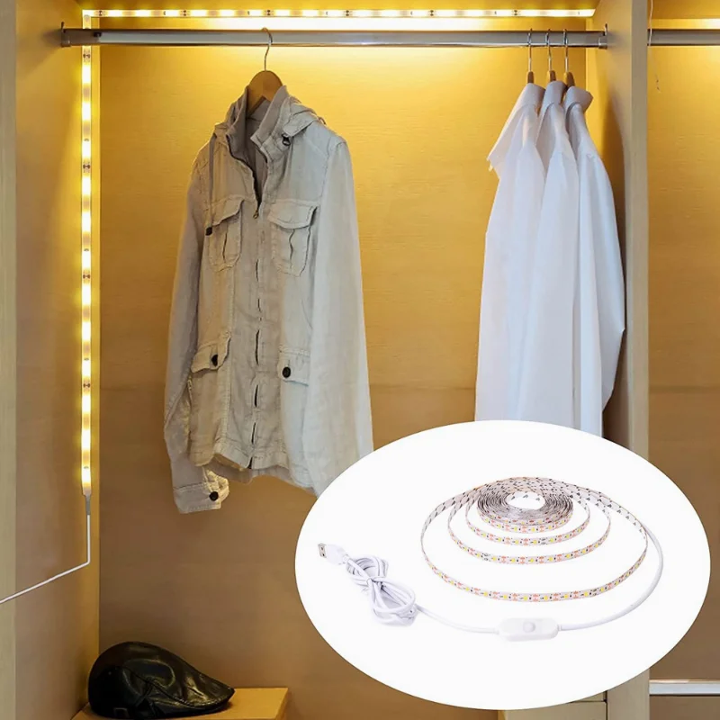 

5M Usb Led Light strip with Touch Switch DC5V 2835SMD Warm White Lighting For Bathroom Under Bed Vanity Cabinet Wardrobe Decor