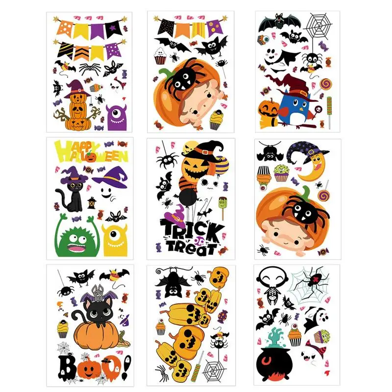 

Cute Halloween Window Clings 9 Sheets Scary Stickers Wall Clings Poster Ghosts Stickers For Party Supplies Home Decorations
