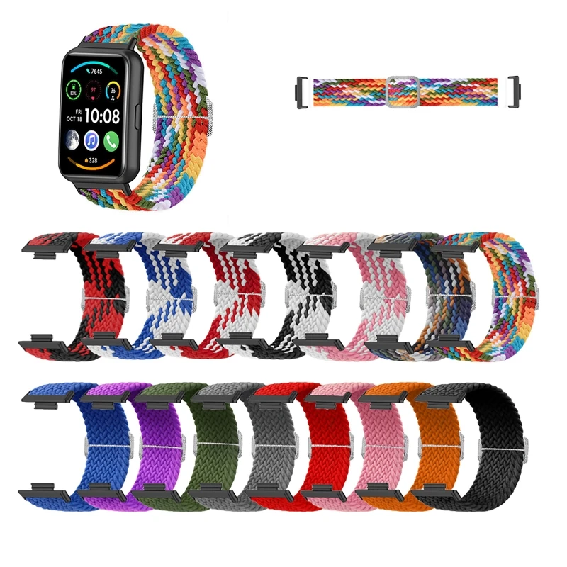 

Wristbands Belt Compatible with HuaweiWatch FIT 2 Adjustable Band Smartwatch Nylon Braided Elastic Waterproof Bracelet
