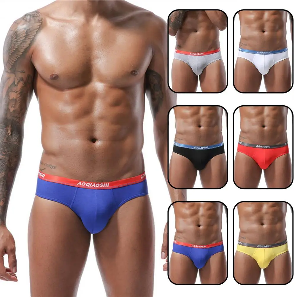 

Mens Briefs Breathable Modal Double Layer Pouch Low Waist Bikini Pants Beach Pants Underwear Men Underwear