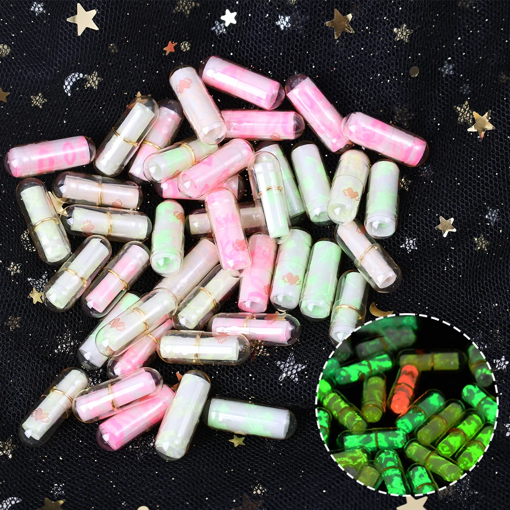 

52pcs Mini Creative Message Capsule Glow In The Night DIY Letter Love Pill Wish Bottle Valentine Kids Gift Room Home Decorate