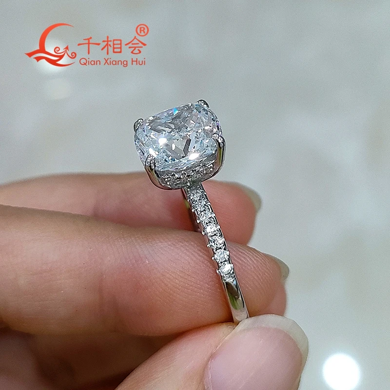 5ct 10*10mm cushion Ring half Band 925 Sterling Silver D Color VVS Round Moissanite Diamond Jewelry making wedding datting