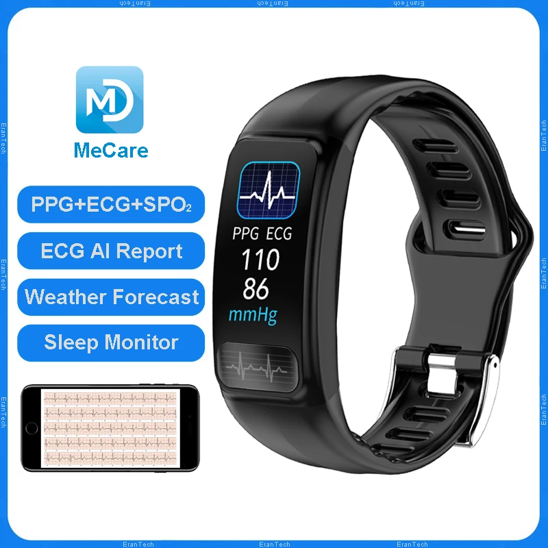 

P12 Smart Bracelet ECG AI Report PPG Smartwatch Heart Rate Blood Pressure Sleep Health Monitoring Wristband For Men Wemen Watch