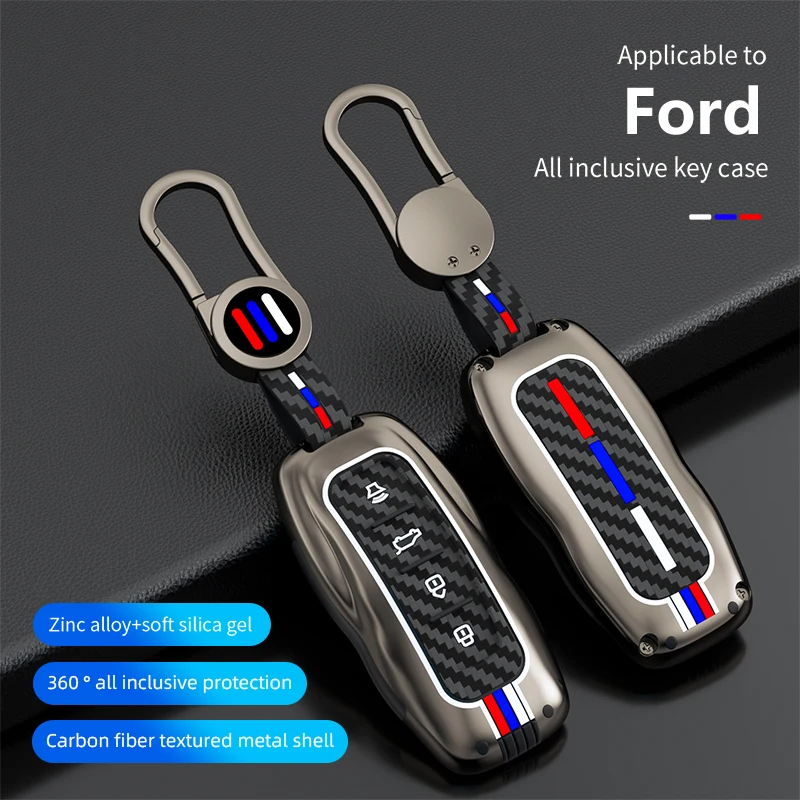 

New Luxury Alloy Car Key Case Cover Fob Protector Accessories Keyring Keychain Holder Shell Bag for Ford Equator 2020 2021