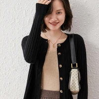 100 pure cashmere spring clothing 2022 new cardigan jacket thin sweater short outer wear womens spring and autumn