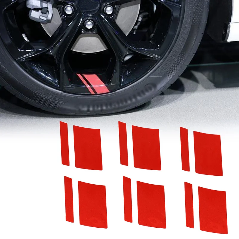 

6Pcs Car Wheel Rim Reflective Sticker Car Tire Decoration Vinyl Decal Motorcycle Tyre Hub Racing Mark for Size 16" - 21"