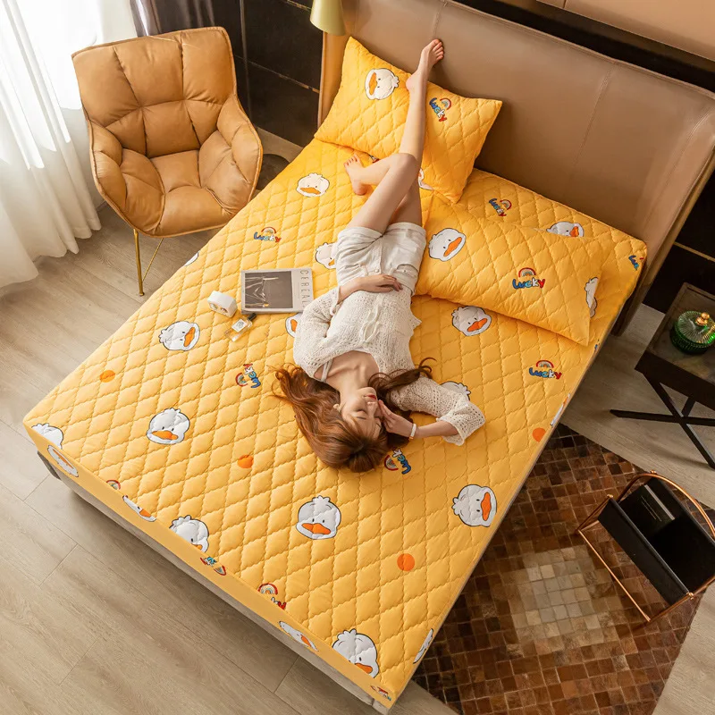 

Mite Proof Waterproof Fitted Sheet Tpu Urine Proof Mattress Protective Cover Thickened Cotton Clip Non Slip Bedspread Wholesale