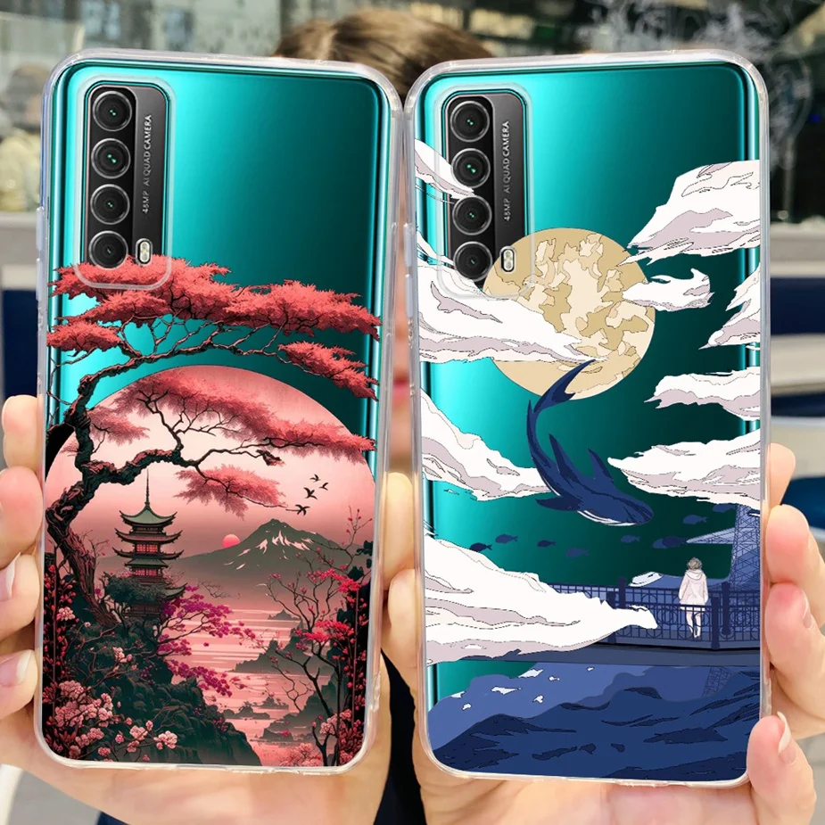 Чехол для Huawei P Smart 2021 задняя крышка с милым рисунком прозрачный силиконовый