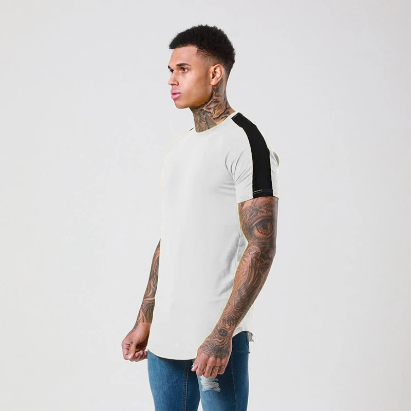 Мужская Летняя модная эластичная футболка с коротким рукавом для фитнеса