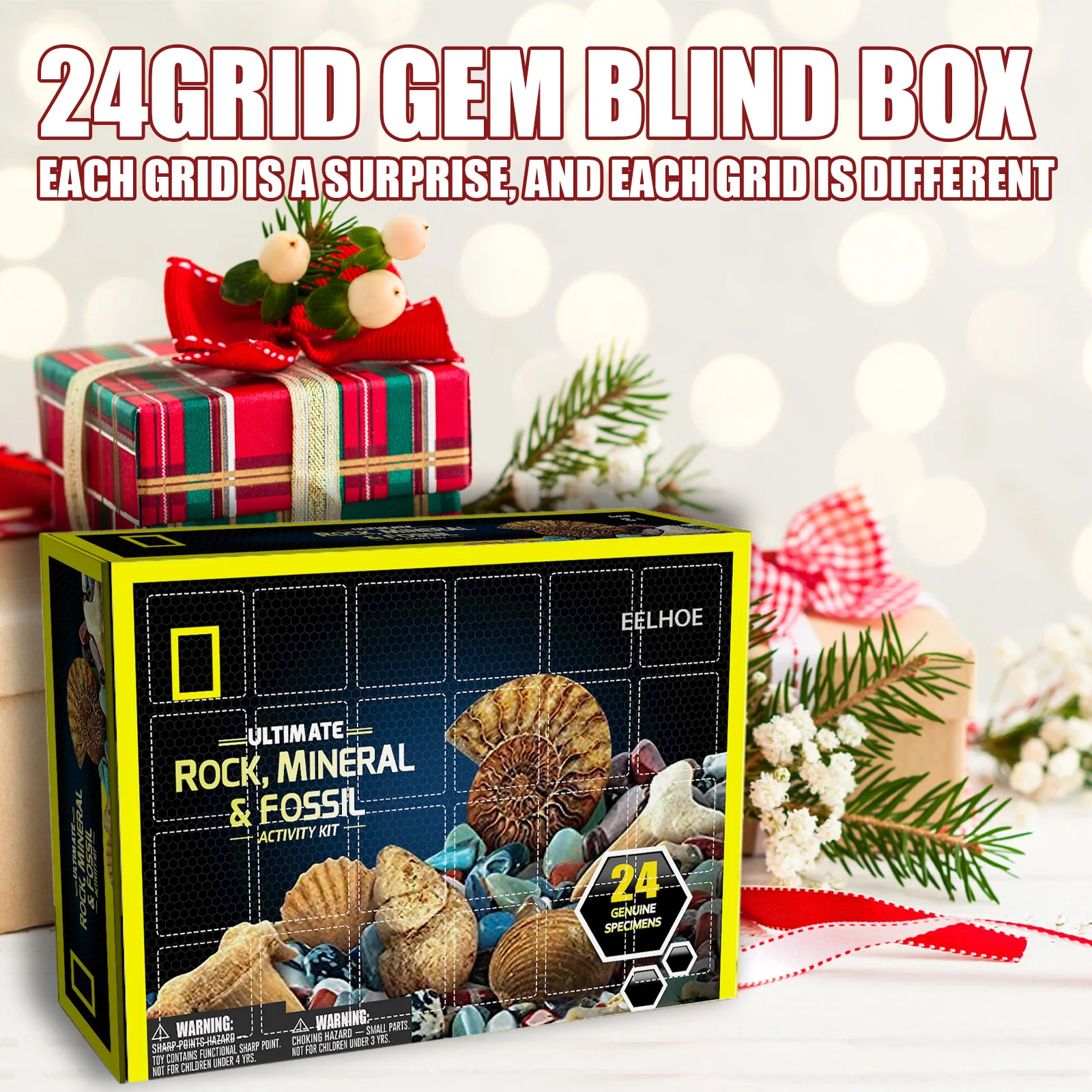 1 комплект рождественский адвент-календарь с рудой целебный кристалл