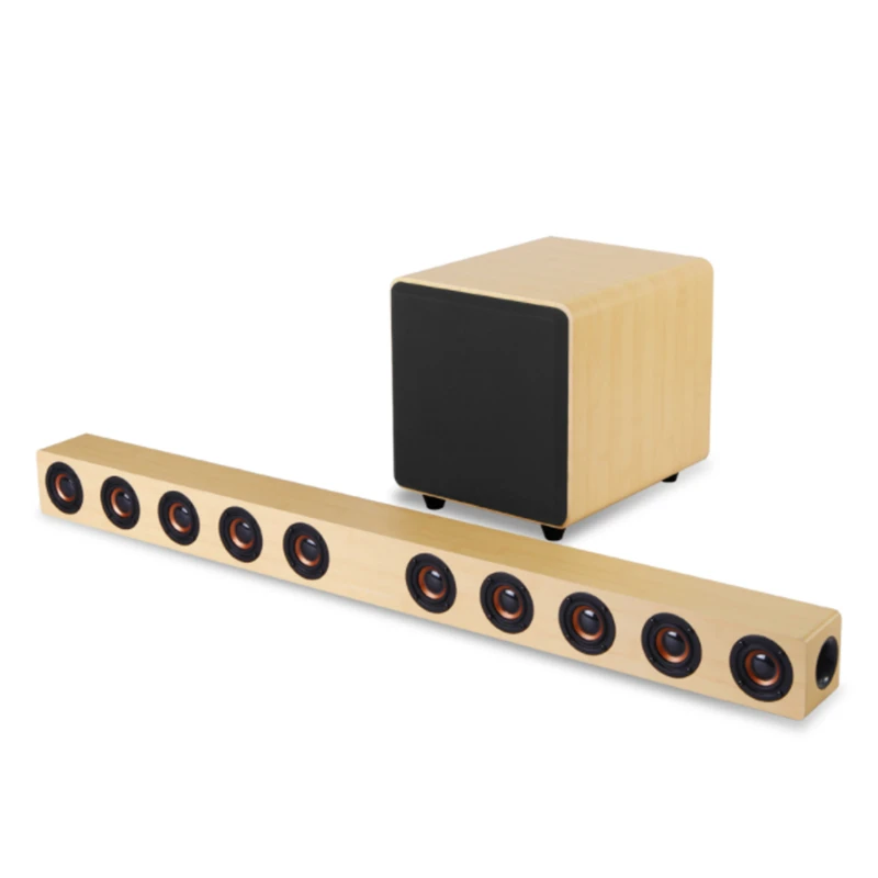 

High Power Soundbar TV Wooden Wireless Bluetooth Speakers 2.1 Channel Home Theater System Sound Box Subwoofer 3D Stereo Boombox