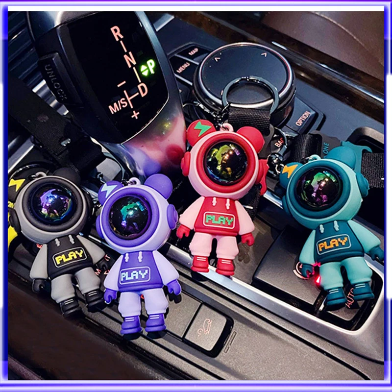 

Cute Lightning Bear Keychain Cartoon Astronaut Bear Doll Keyring for Men Car Key Women Bag Pendant Couple Keys Holder Chain Ring