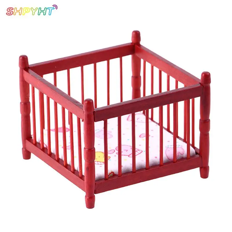 

1:12 Миниатюрные аксессуары для кукольного домика, деревянная колыбель для детской кроватки, модель игрушки, аксессуары для украшения кукольного домика