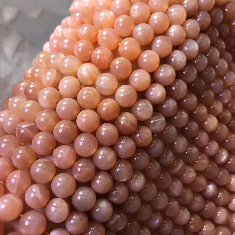 

pink sunstone round 3/4/5/6/8/10/12mm loose beads for making jewerly DIY nature FPPJ wholesale 6mm 8mm 10mm 12mm