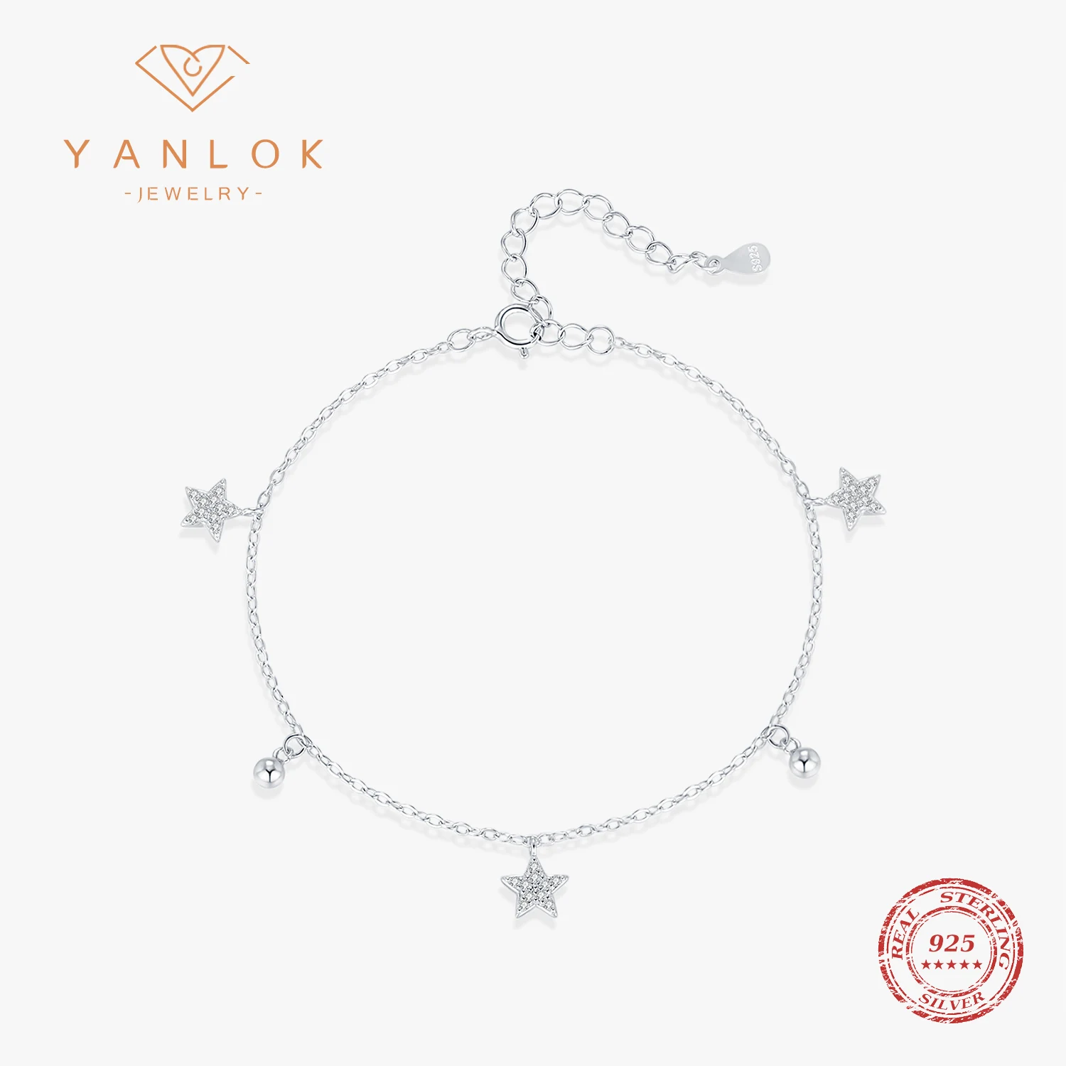 Модные женские браслеты YANLOK из стерлингового серебра 925 пробы со звездами и