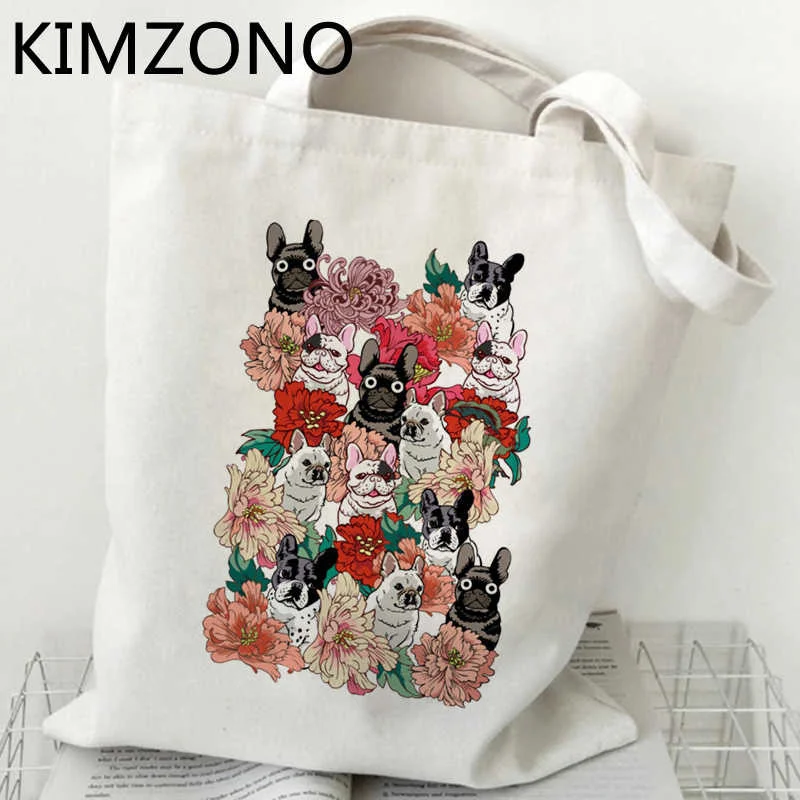 

French Bulldog shopping bag canvas bolso jute bag shopper grocery bag reusable bolsa compra ecobag boodschappentas sac tissu