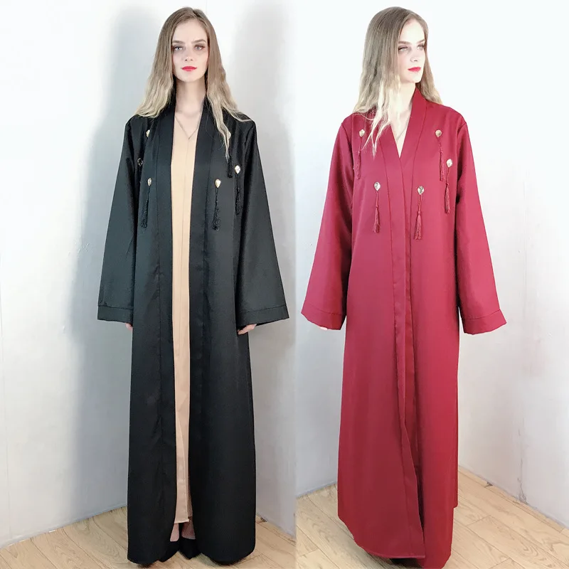 

Женское длинное платье-кимоно, открытое длинное скромное платье в арабском и мусульманском стиле, для женщин, кафтан, Марокко