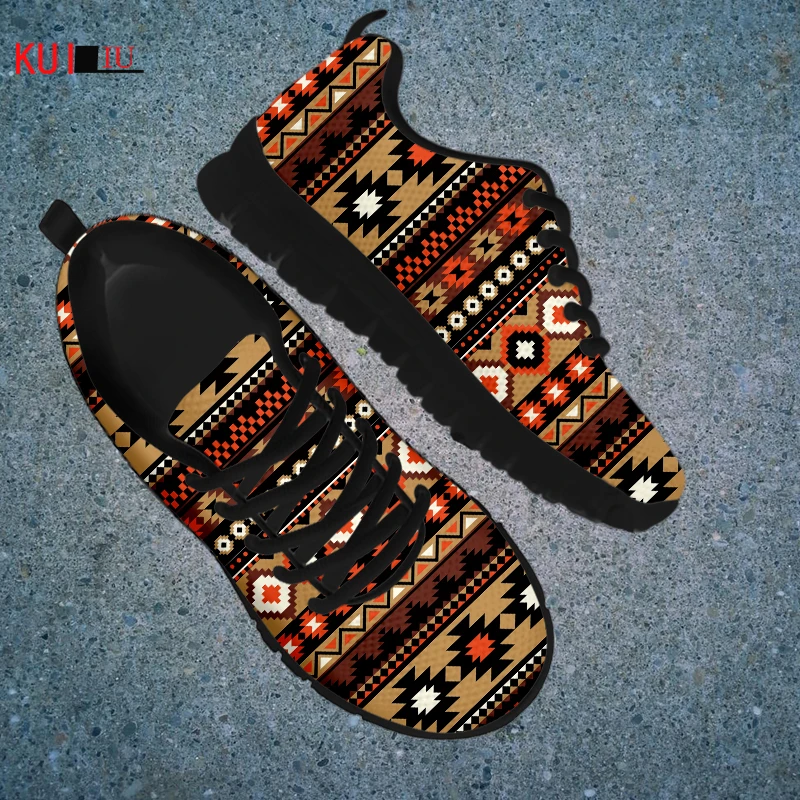 

KUILIU Retro Casual Shoe Women Ethnic Tribal Pattern Valentino Flats Sneakers Ladies Brand luxury Sports Shoe Woman Dropshipping