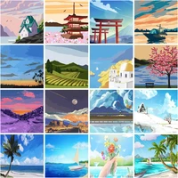 chenistory diy painting by numbers children cartoon scenery paint by number handpainted arts and crafts 20x20cm frame