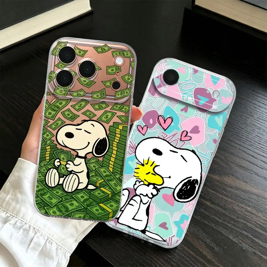 Фото Мягкий чехол для телефона iPhone 17 Pro Max, Air 12 Mini, 13, 16 Pro, 15, 14 Plus, XS Max, 11 Pro, 17e, XR с милым мультяшным принтом Снупи №1