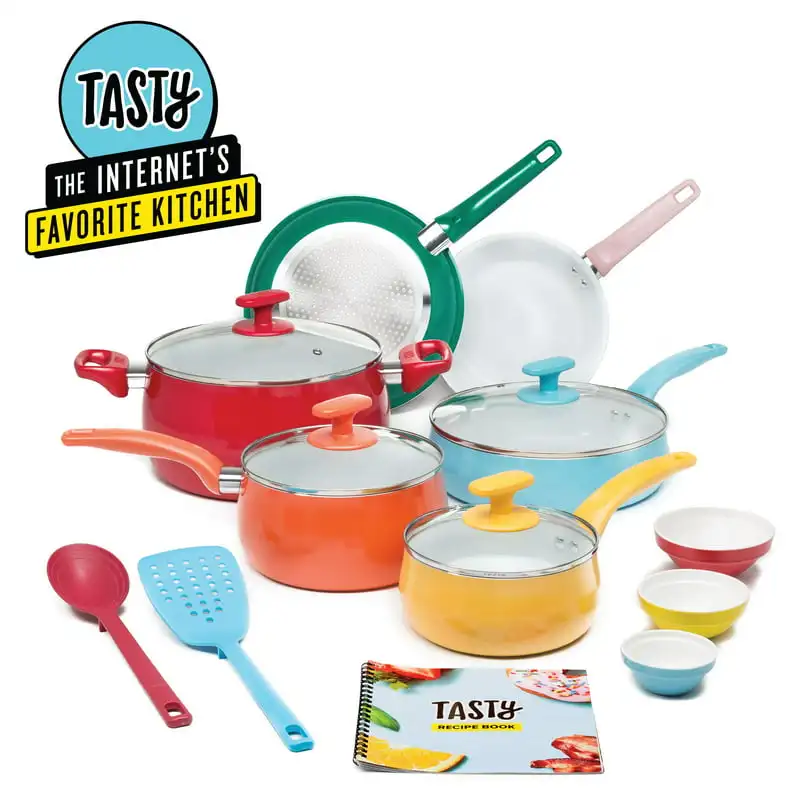 

2023 New Ceramic Titanium-Reinforced Non-Stick Cookware Set, Multicolor, 16 Piece Cookware Set Cooking Pots and Pans Set Include