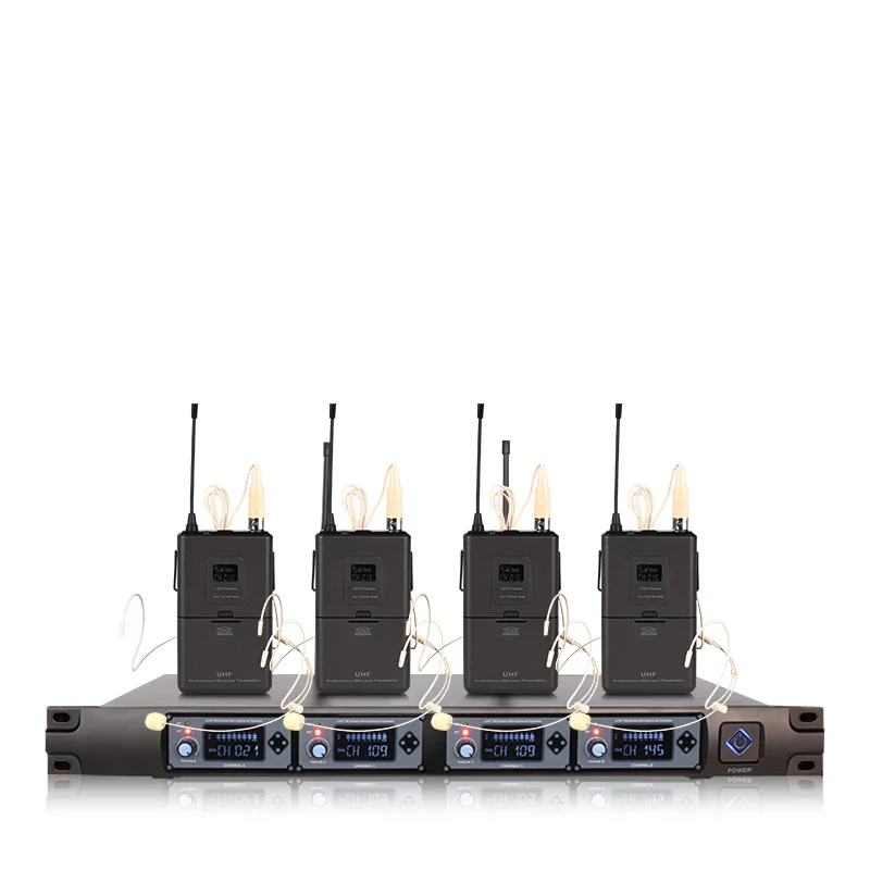 

wireless headset microphone system UHF 4 channel for church lavalier karaoke lapel mics for singers condenser Recording studio