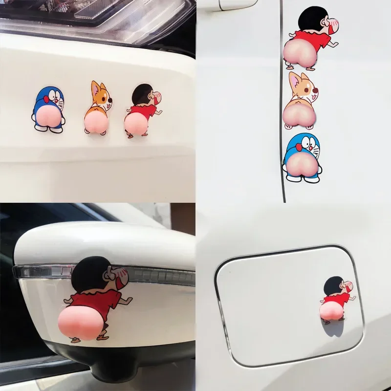 

1pair mobile phone case, car door anti-collision tape, cute butt scratch protection sticker, cartoon car sticker