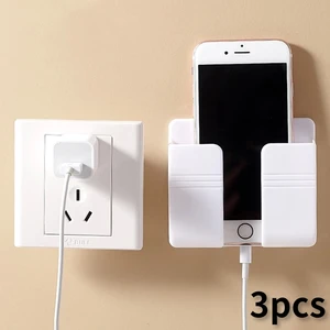 3pcs wall mounted organizer air conditioner tv remote control storage box mobile phone plug holder usb charging stand free global shipping