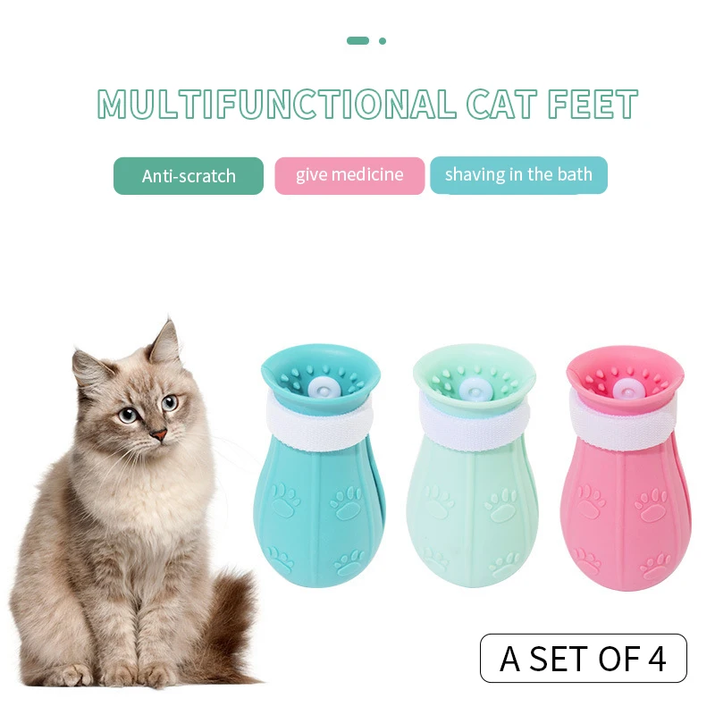 

Multi-purpose Cat Foot Wash Cover Manicure Set Anti-Scratch Shoes For Cat Shower Claw Paw Silica Gel Anti Bite Pet Accessoories