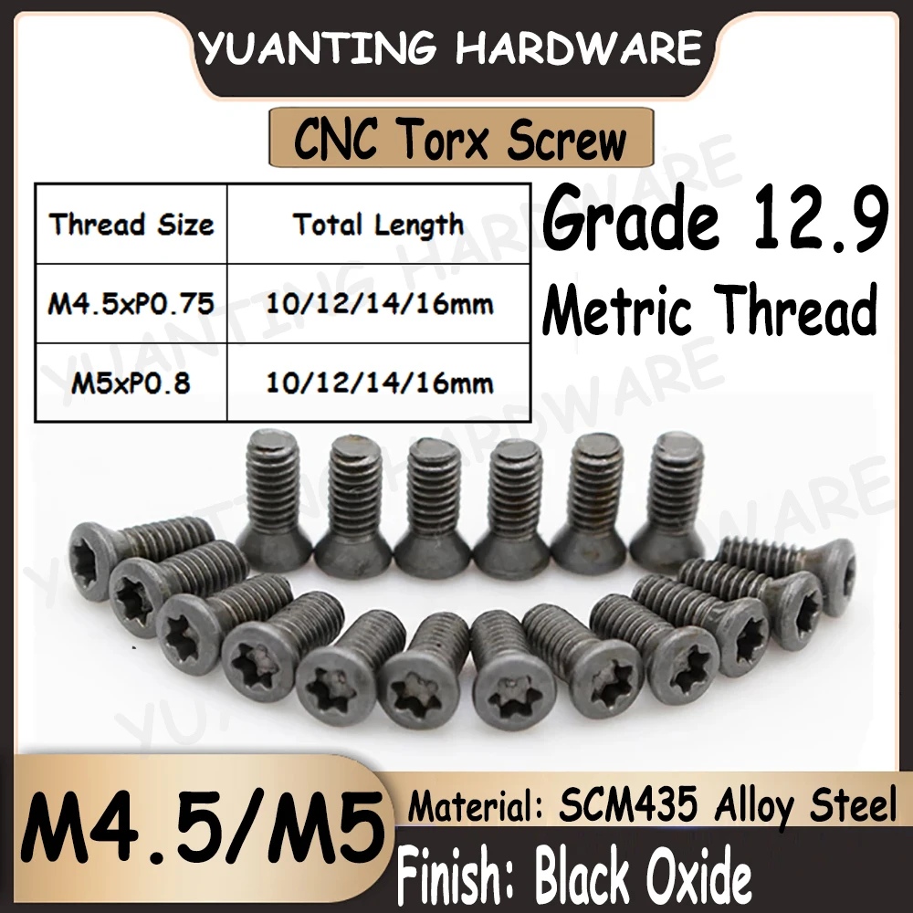 

10Pcs M4.5 M5 Grade 12.9 Alloy Steel Metric Thread Oval Head Screws Insert Torx Screws CNC Bar Replaces Carbide Inserts Lathe