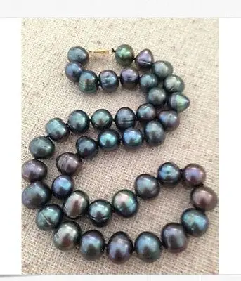 

TAHITIAN 10-11MMSOUTH SEA BLACK BLUE PEARL NECKLACE 18inch