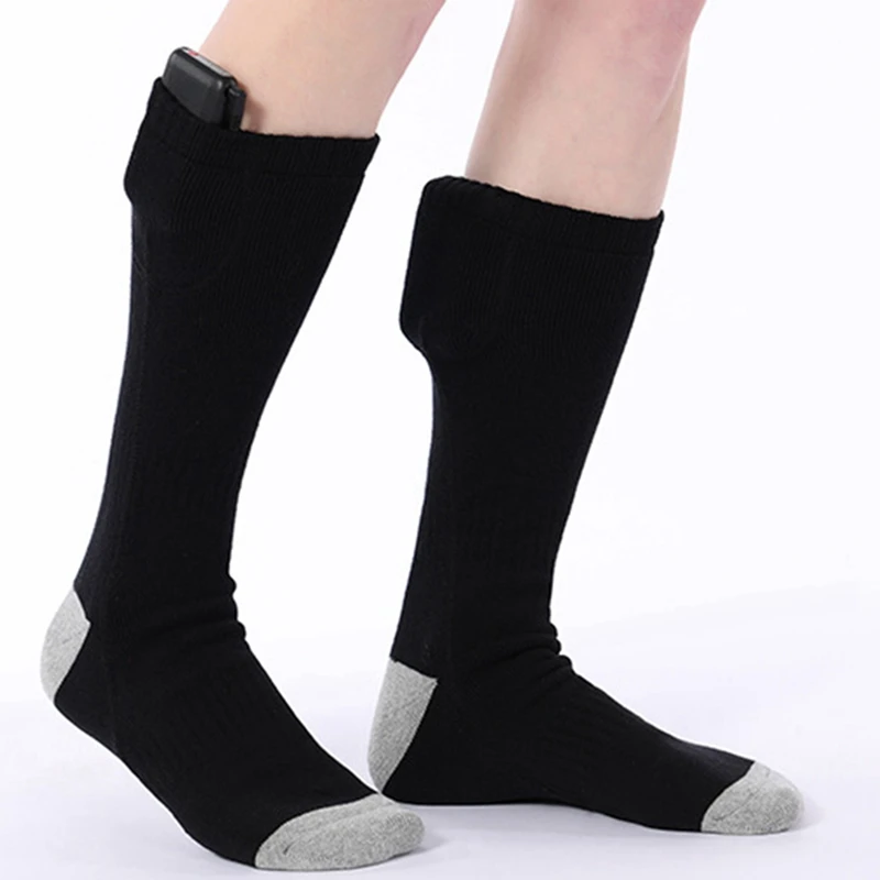 

2 Pairs Winter Sports Rechargeable Electric Heated Socks 5V Battery Powered Thermal Socks For Camping Riding Hiking