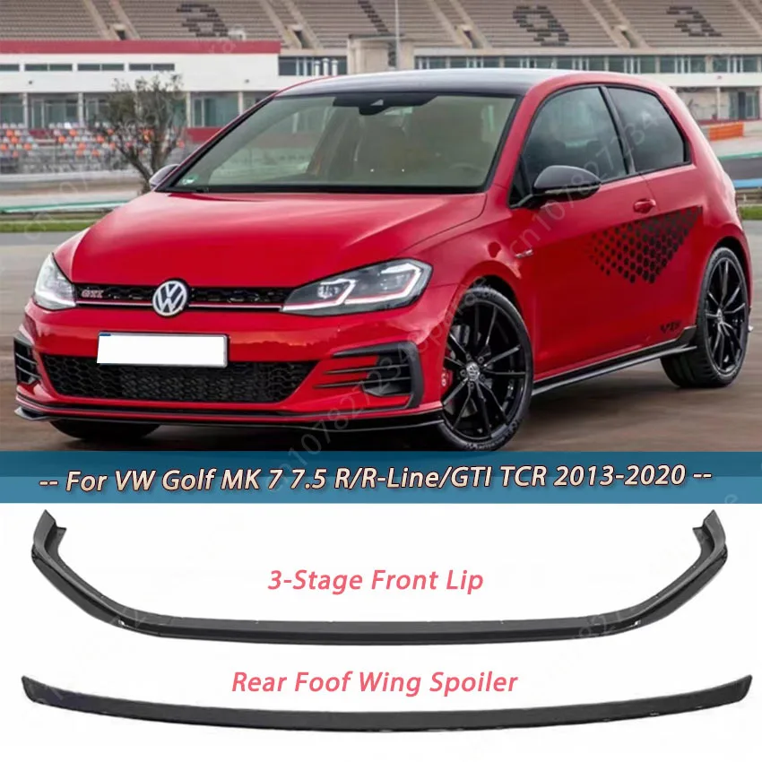 Черный передний бампер TCR сплиттер задний спойлер комплект кузова для VW Volkswagen Golf
