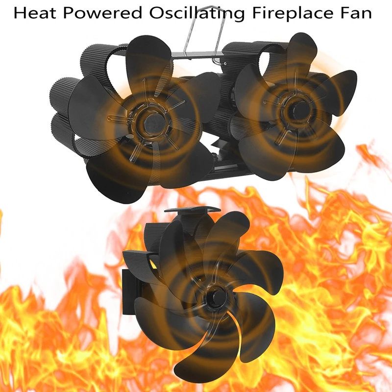 

Heat Powered Oscillating Fireplace Fan 6-Blade Wood Burning Stove Fan Thermodynamic Hanging Silent Fireplace Fan