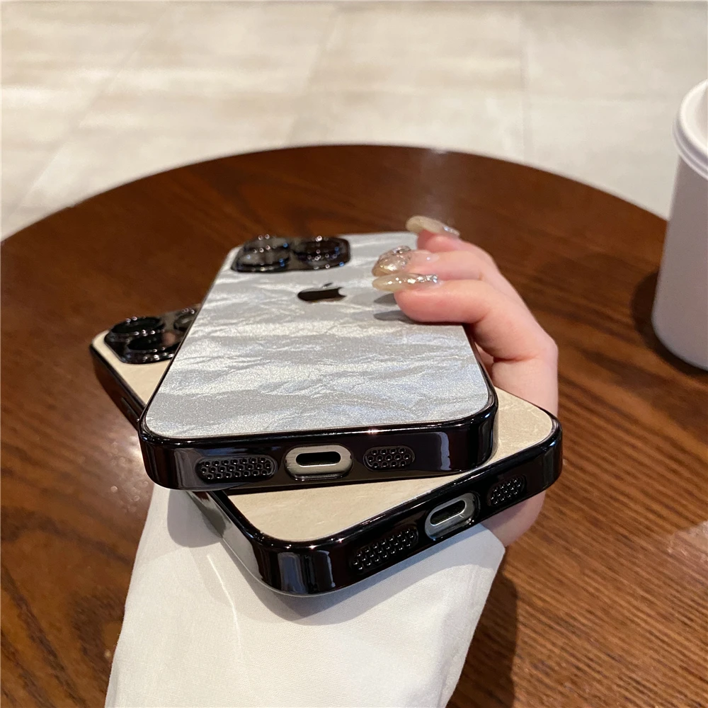 Кожаный чехол с матовой лазерной текстурой мрамора для iPhone 16 Pro Max 15 14 13 12 11 защита