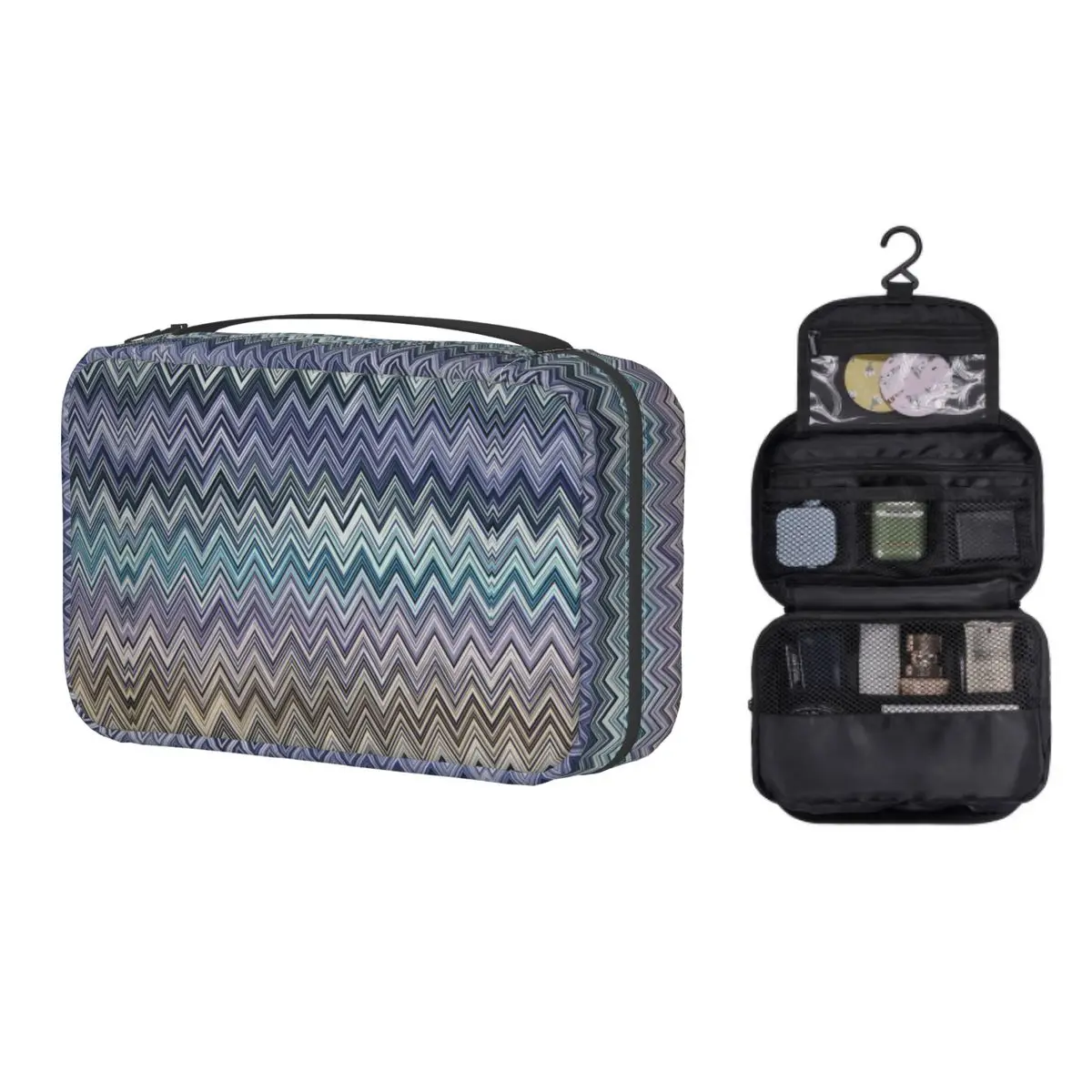 

Hanging Travel Home Zig Zag Bohemian Toiletry Bag Folding Zigzag Boho Pastel Makeup Cosmetic Organizer Storage Dopp Kit Box