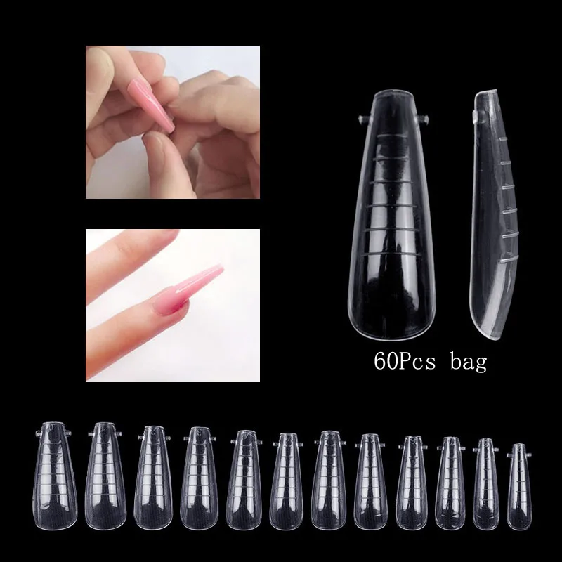 

Poly Extension Gel Dual Nail Form Coffin Top From Tips Mold Full Cover Fake Nails Clear Ballerina Upper Forms Tip Manicures Tool